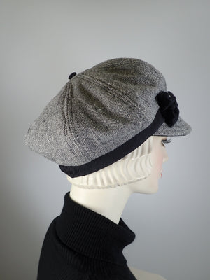 Womens Gray Hat. Soft Newsboy Hat. Slouchy Newsboy Cap. Ladies Warm Winter Hat. Sustainable fashion hat. Neutral Eco friendly hat.