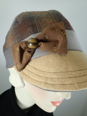 Women's winter hat baseball style. Newsboy hat gray and camel. Casual hat ladies. Warm comfy hat. Stylish fabric hat. Ladies soft hat.
