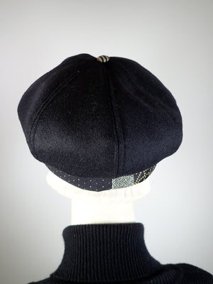 Womens black gold Hat. Soft Newsboy Hat. Slouchy Newsboy Cap. Ladies Warm Winter Hat. Wool fashion hat. Neutral apple hat.