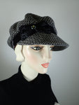Womens Gray Black Hat. Soft Newsboy Hat. Slouchy Newsboy Cap. Ladies Warm Winter Hat. Wool fashion hat. Neutral apple hat.