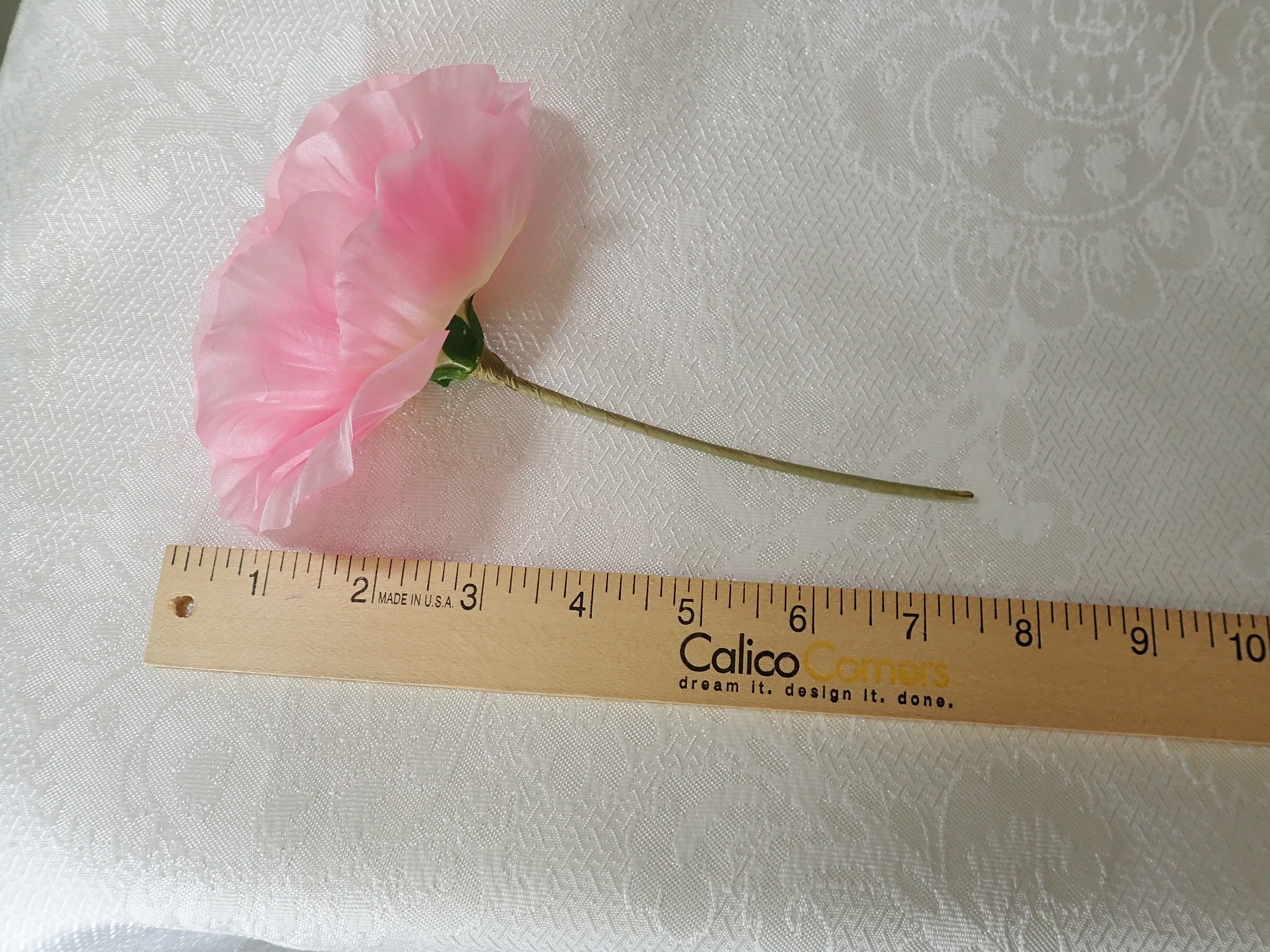Set of two Vintage silk milllinery flower pink poppy.