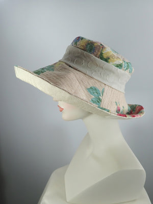 Vintage Fabric Floral Wide Brim Summer Sun Hat