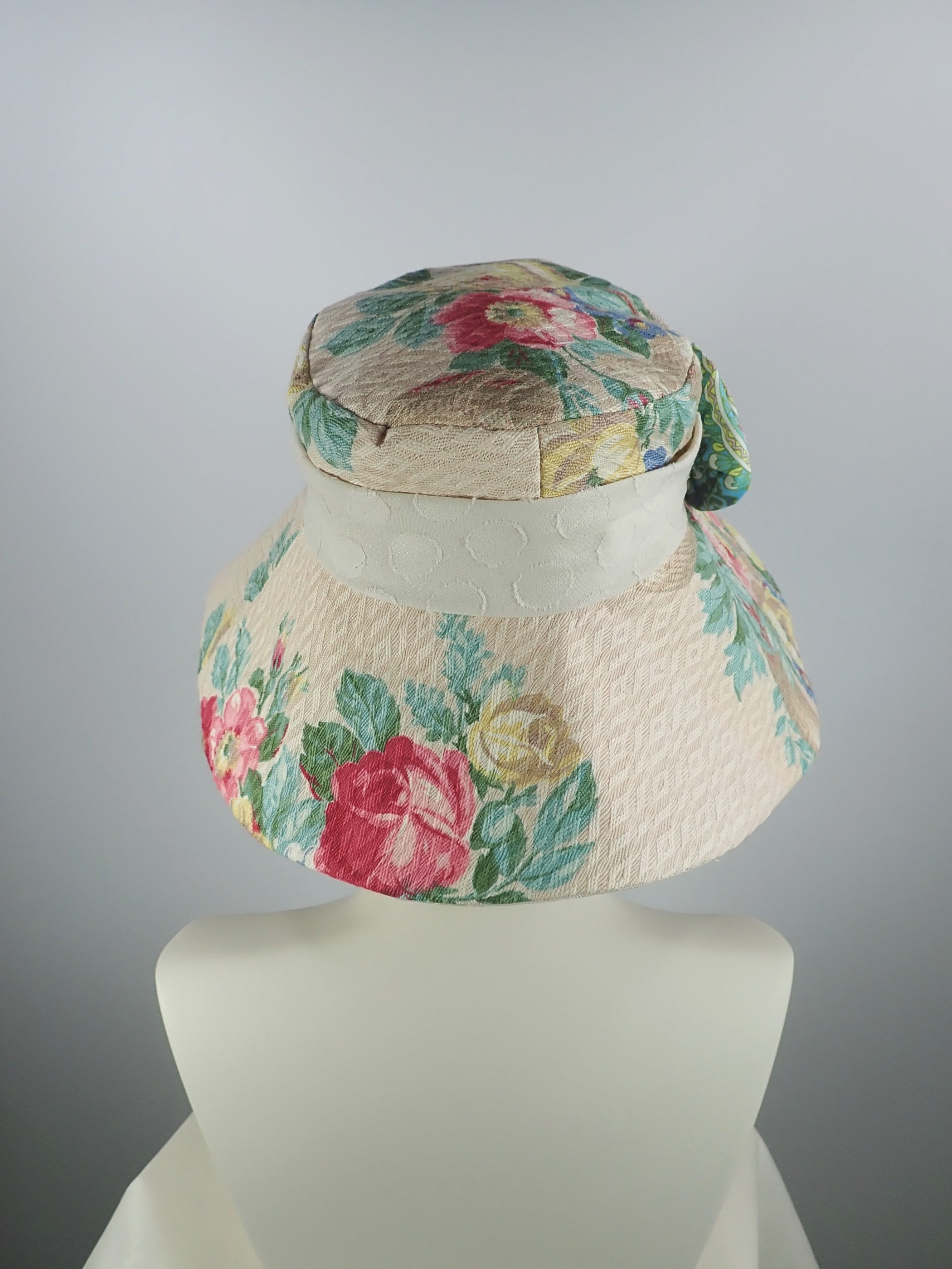 Vintage Fabric Floral Wide Brim Summer Sun Hat