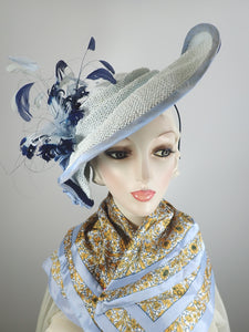 Stunning Freeform Kentucky Derby Hat Fascinator for Women. Blue Tilt Fascinator. Kentucky Derby Hat.  