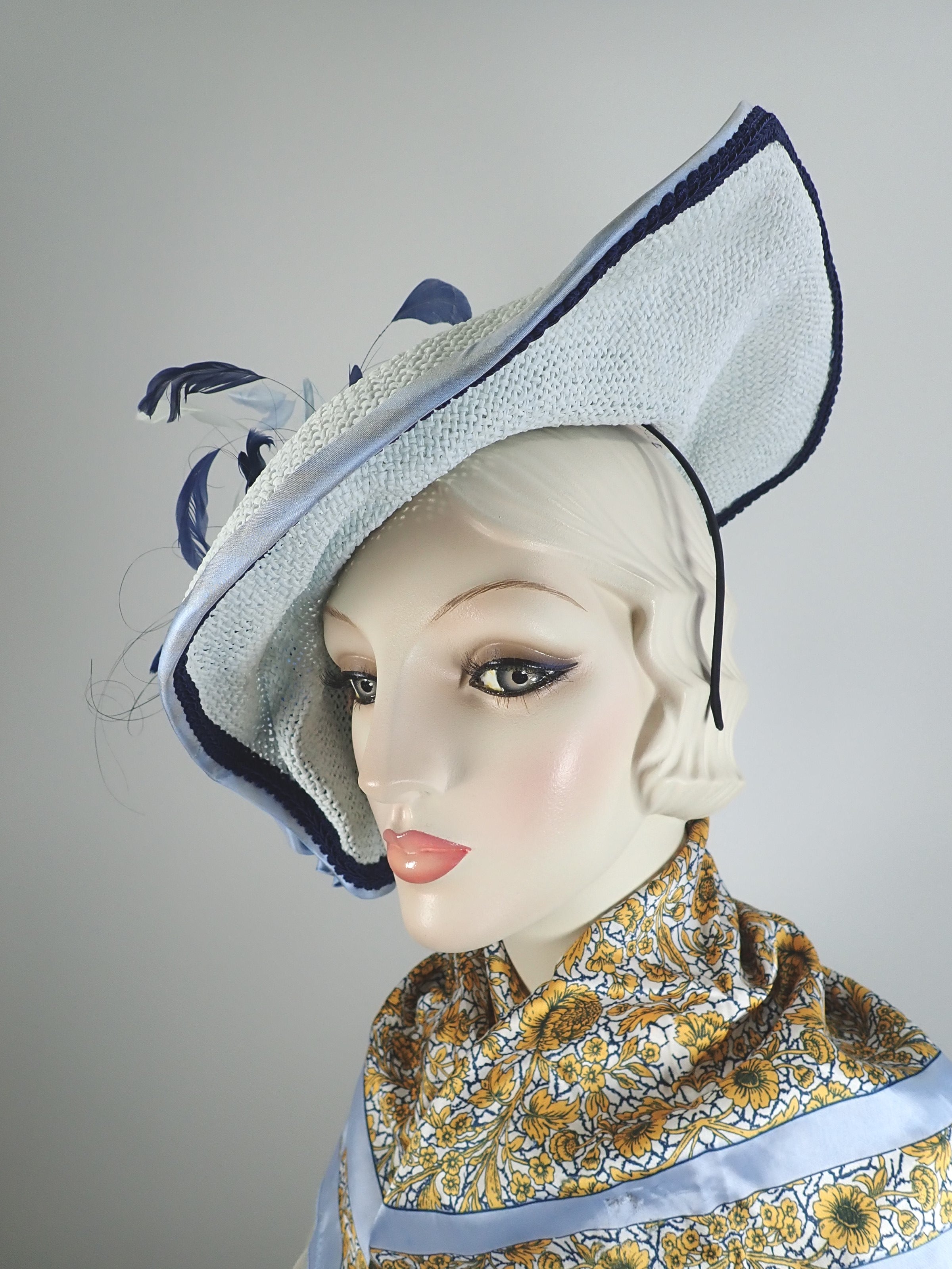 Stunning Freeform Kentucky Derby Hat Fascinator for Women. Blue Tilt Fascinator. Kentucky Derby Hat.
