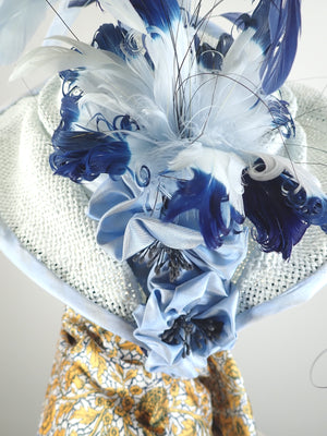 Stunning Freeform Kentucky Derby Hat Fascinator for Women. Blue Tilt Fascinator. Kentucky Derby Hat.