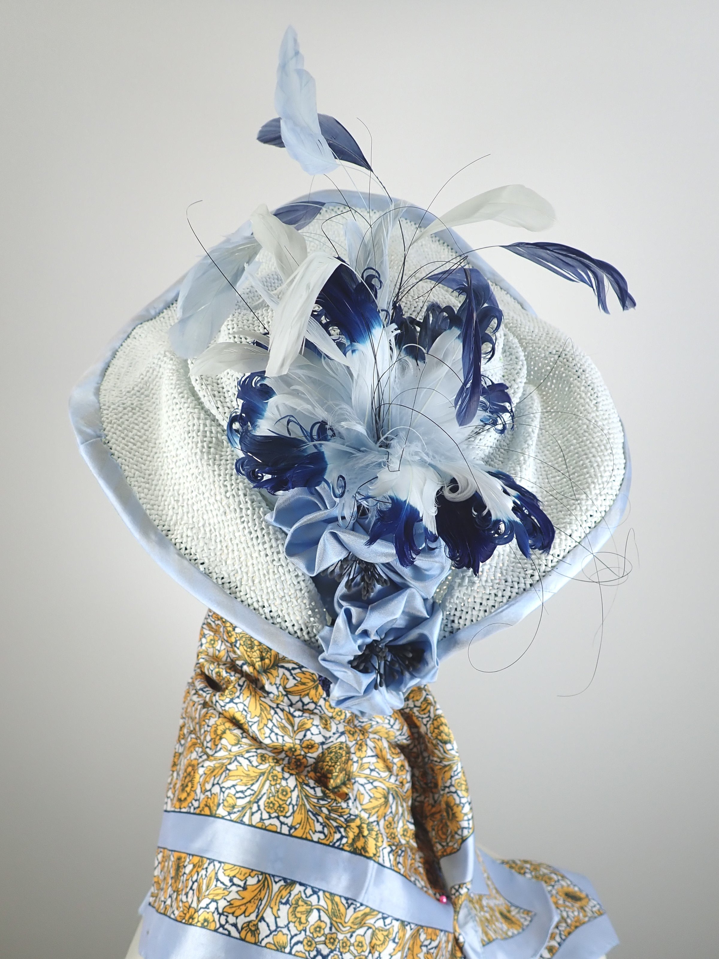 Stunning Freeform Kentucky Derby Hat Fascinator for Women. Blue Tilt Fascinator. Kentucky Derby Hat.