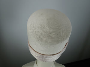 Womens 1920s Style Cloche. Ivory straw 1920s Hat. Womens Summer Hat. Flapper Hat. Women's Fancy Bucket Hat.